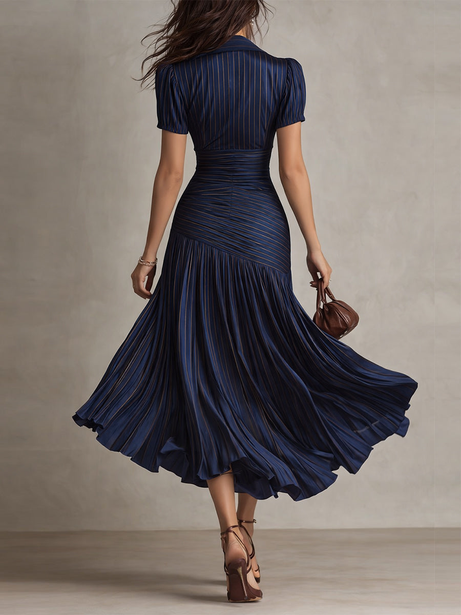 Adriana ∙ Vestito midi satinato a righe retrò
