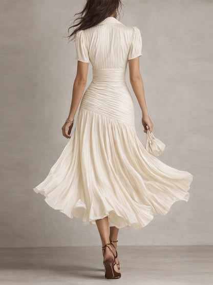 Adriana ∙ Vestito midi satinato a righe retrò