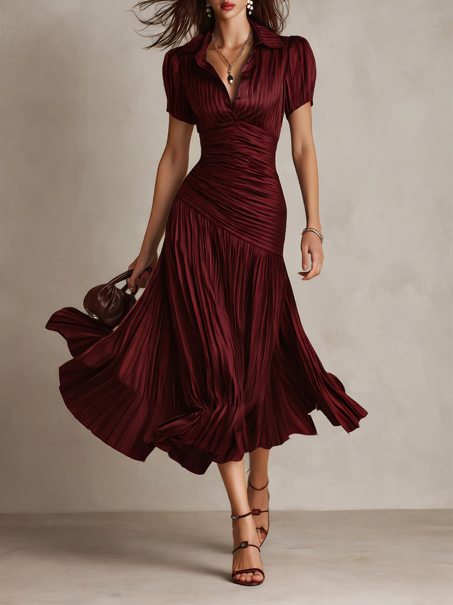 Adriana ∙ Vestito midi satinato a righe retrò
