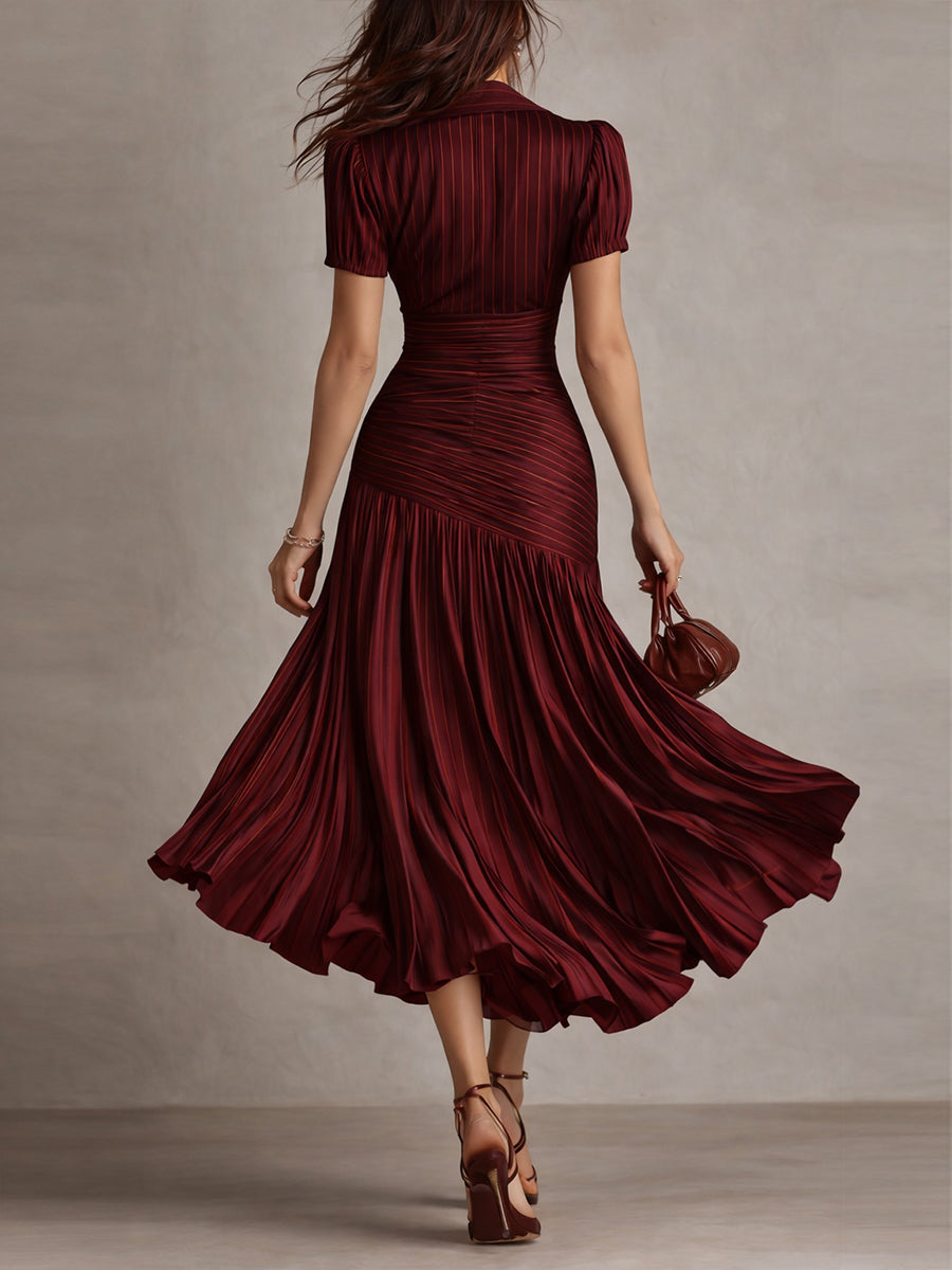 Adriana ∙ Vestito midi satinato a righe retrò