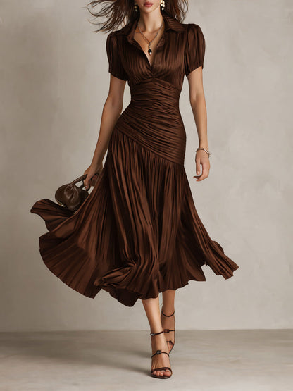 Adriana ∙ Vestito midi satinato a righe retrò