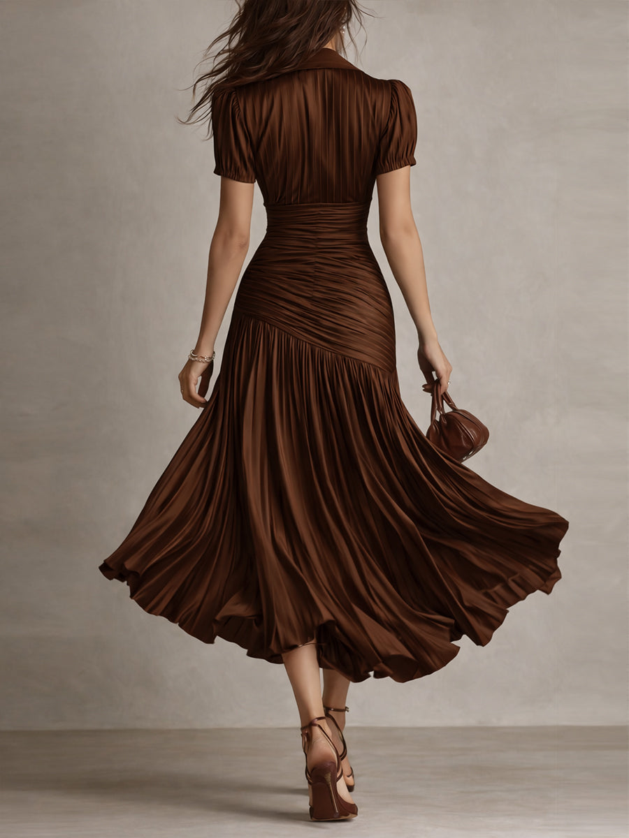 Adriana ∙ Vestito midi satinato a righe retrò