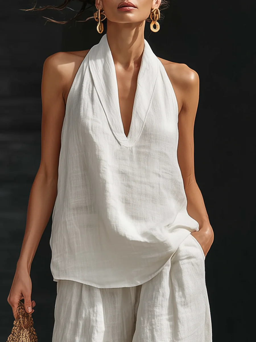 Carlotta | Set elegante senza maniche con pantaloni ampi